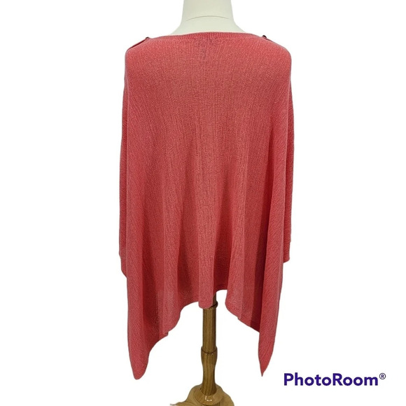 J JILL Women's Salmon Orange Two Way Poncho Button Detail Cotton Blend One Size - Picture 5 of 9